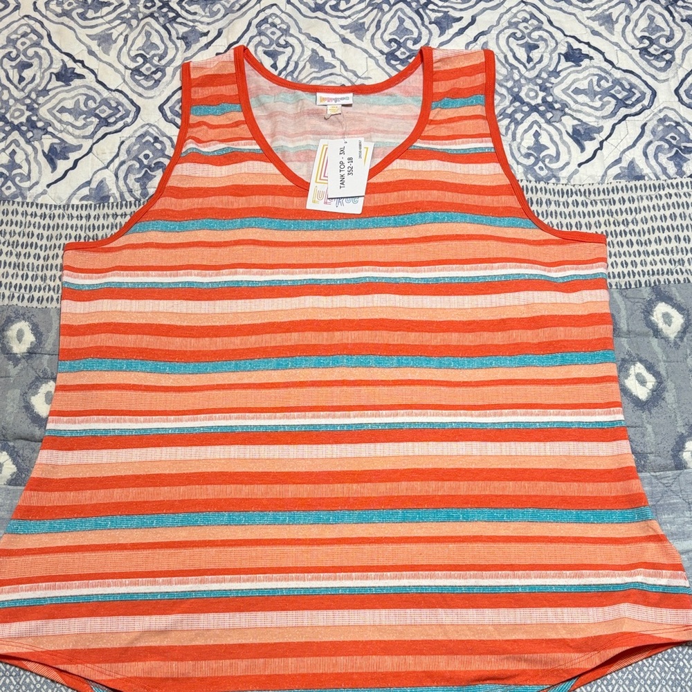 NWT Orange and Teal Striped Tank Top